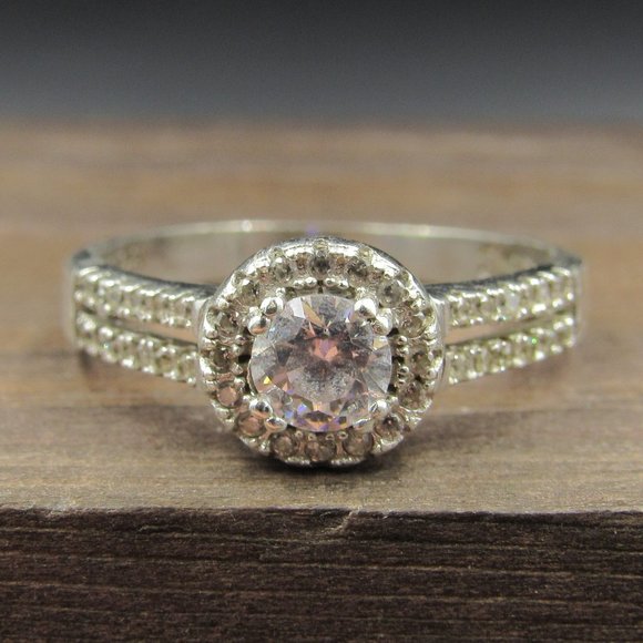 Jewelry - Size 7 Sterling Clear CZ With CZ Accents Band Ring